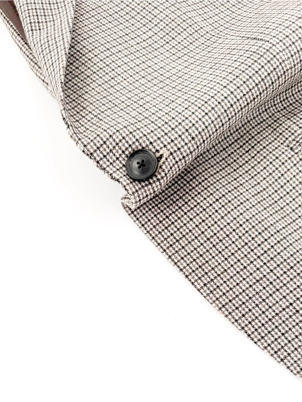 NEW Reiss Men's Plaid Cotton - Wool Houndstooth Blazer Beige Brown 38R Jacket